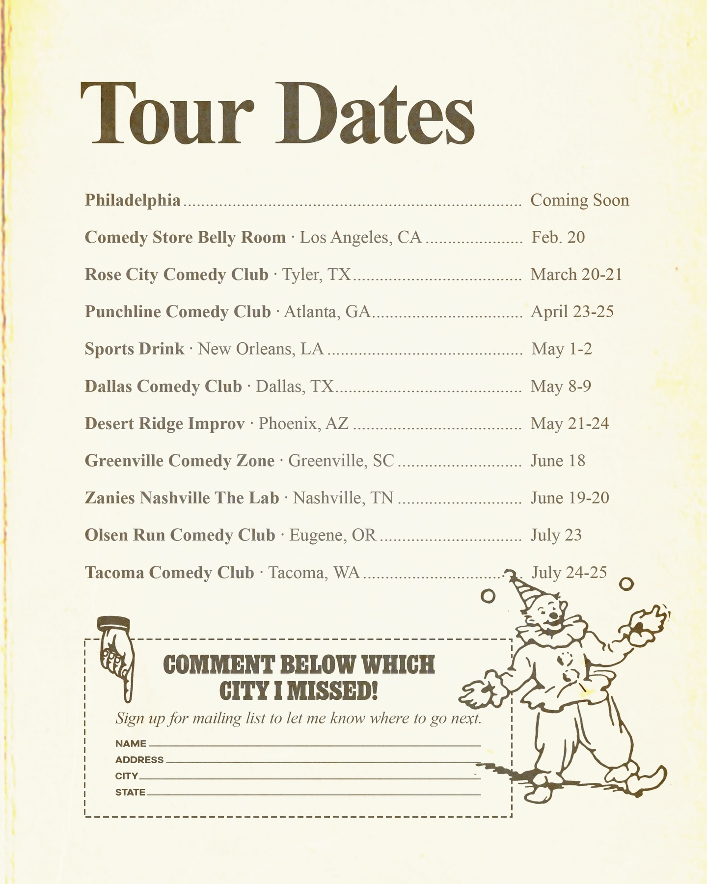 Alec Flynn Tour Poster 2026